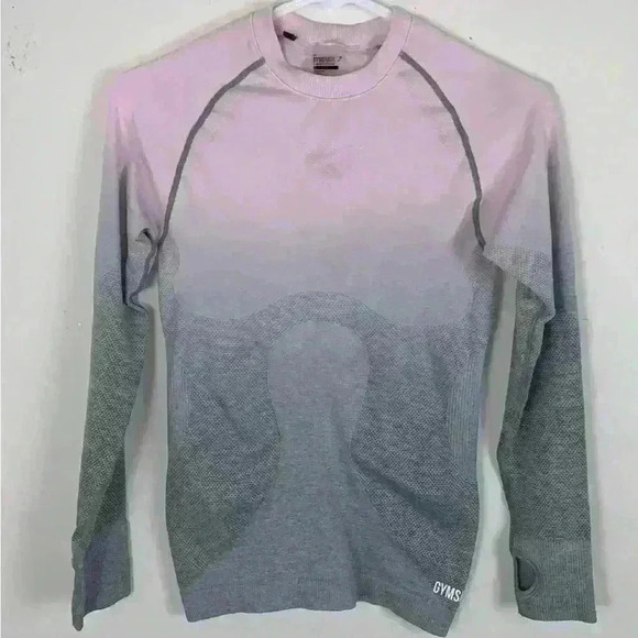 The Gymshark Ombre Seamless Long Sleeve Purple  Gray Top size S - Picture 2 of 7